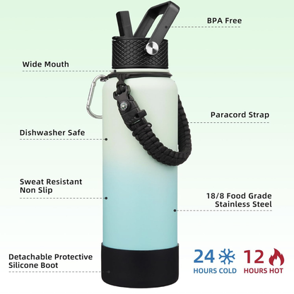 40 oz Paracord Insulated Vacuum Bottle